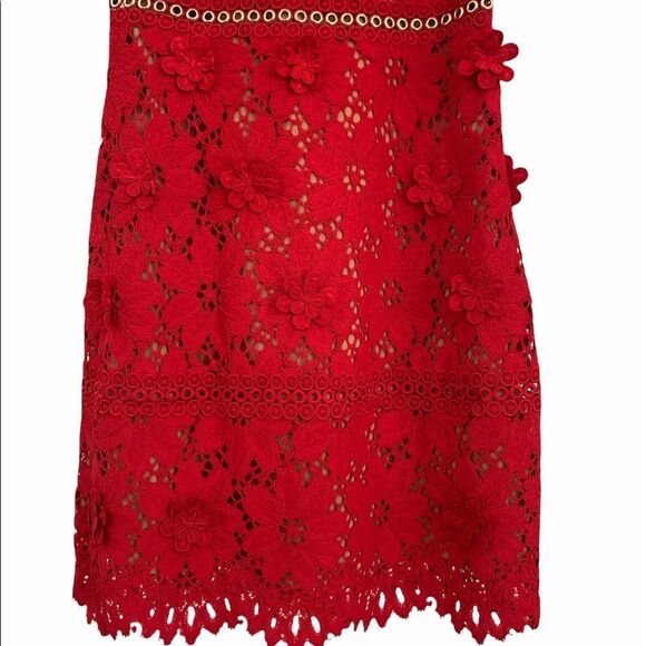 MICHAEL KORS Floral Lace Dress Red NWT size 6 - $350 - Picture 3 of 7